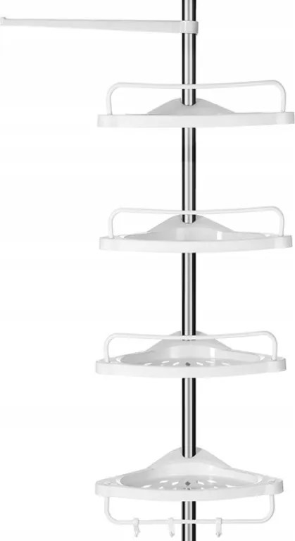 AKCIA Rohová polica do kúpeľne COMPACT teleskopická 104-315 cm, biela II. akosť