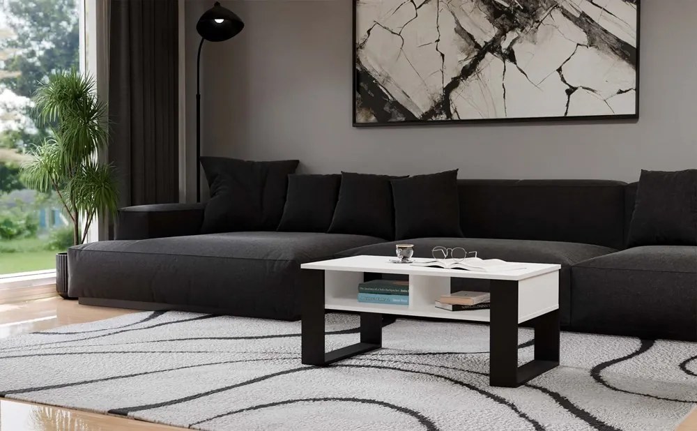 Konferenčný stolík Lawa MODERN 2P biely/čierny