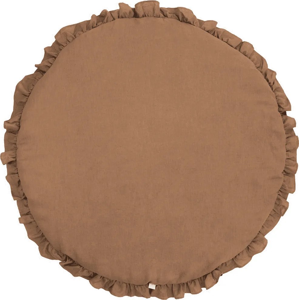 Detská ľanová podložka na hranie s volánom čokoládová