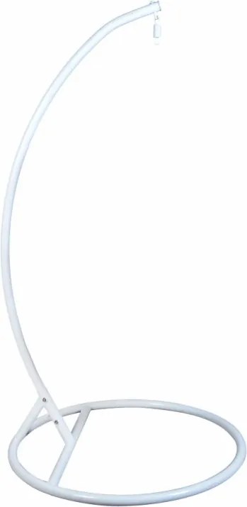 Biele závesné kreslo KOKON so stojanom, svetlozelený vankúš s vzorom