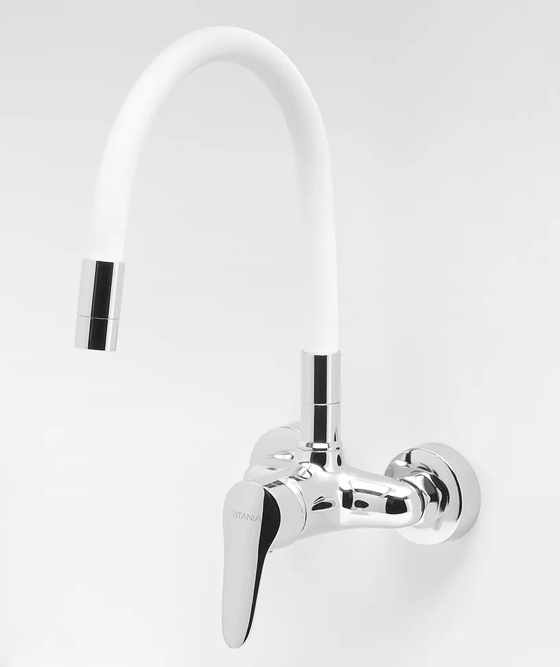 Ferro Zumba - drezová batéria s elastickým ramenom 100mm, biela-chrómová, 94484,0B