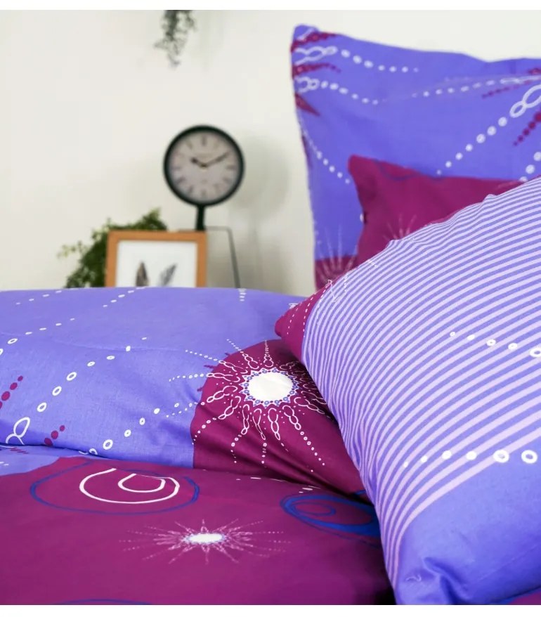 Obliečky bavlnené Tilia fialové EMI, Štandardný set jednolôžko obsahuje 1x 140x200 + 1x 70x90