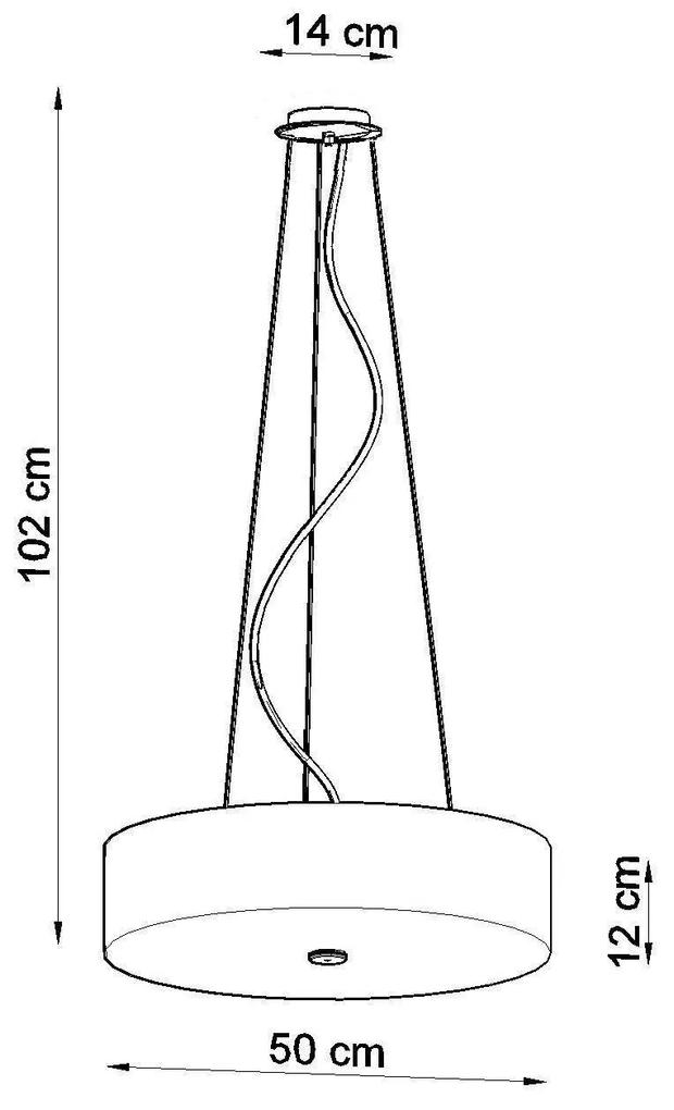 Závesné svietidlo Skala, 1x biele textilné tienidlo, (biele sklo), (fi 50 cm)