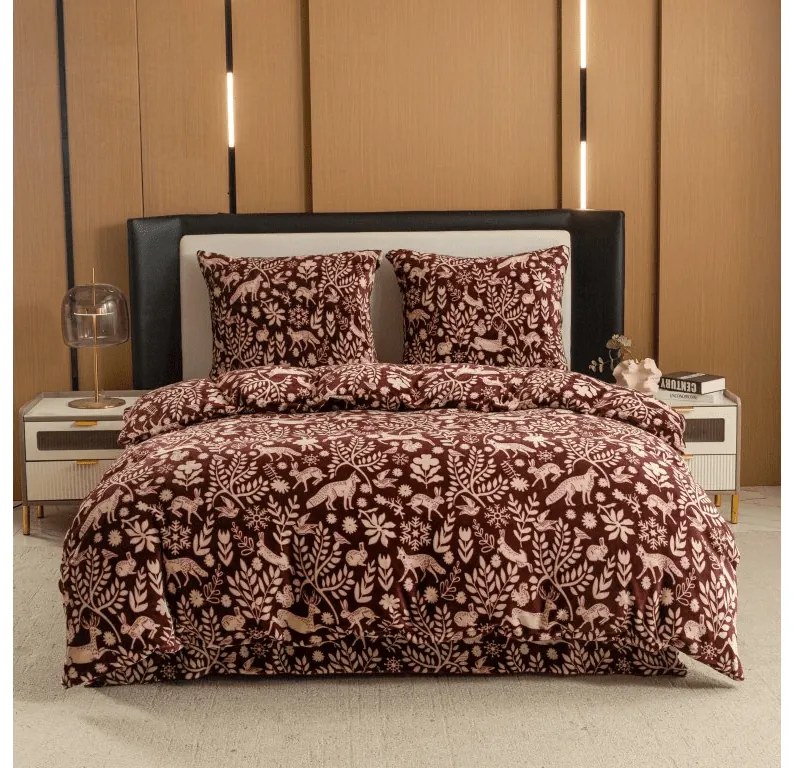 Obliečky mikroplyš FOREST ANIMALS vínové Rozmer obliečky: 80 x 80 cm | 135 x 200 cm