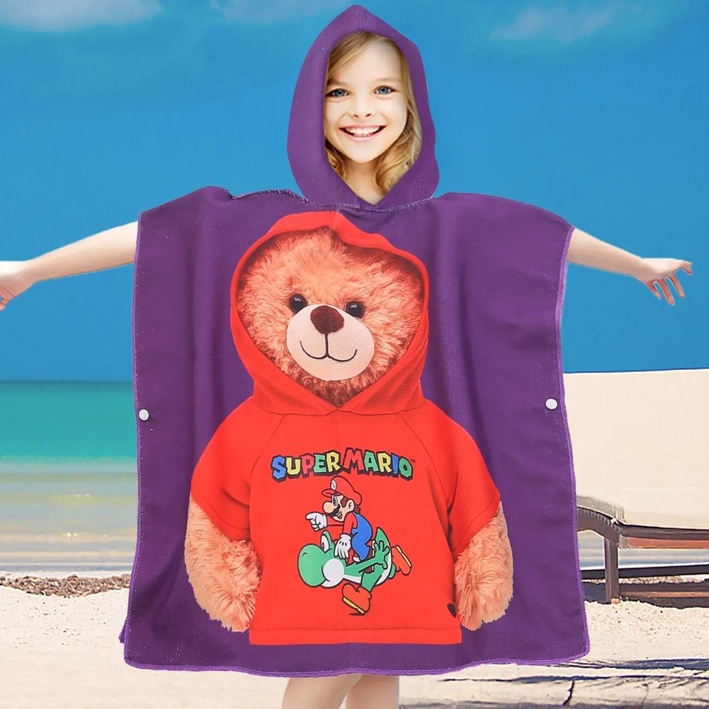Detské pončo TEDDY MARIO fialové Rozmer: 60 x 120 cm