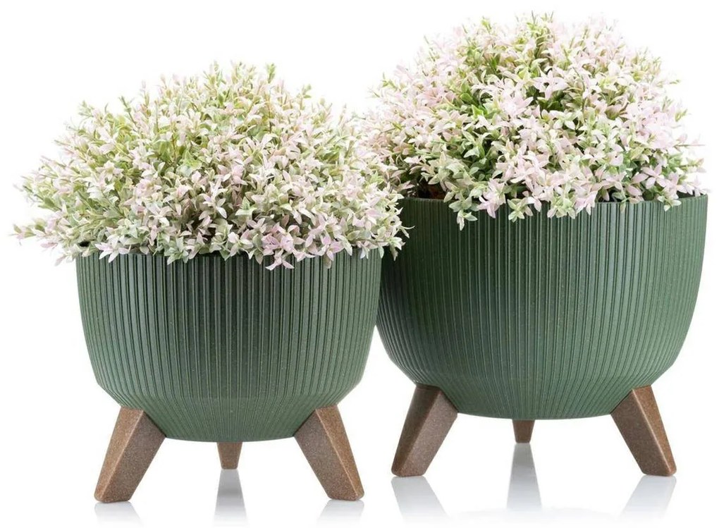 Sada 2 květináčů Rosa Linea zelená