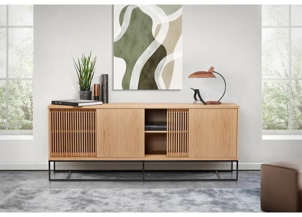 Nízka komoda v dekore duba v prírodnej farbe 188x75 cm Ende - Woodman