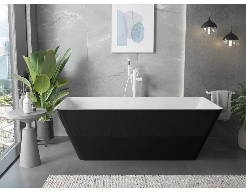 Mexen Velo Slim, voľne stojaca vaňa 170 × 75 cm, biela lesklá, biely prepad, 52811707500-20