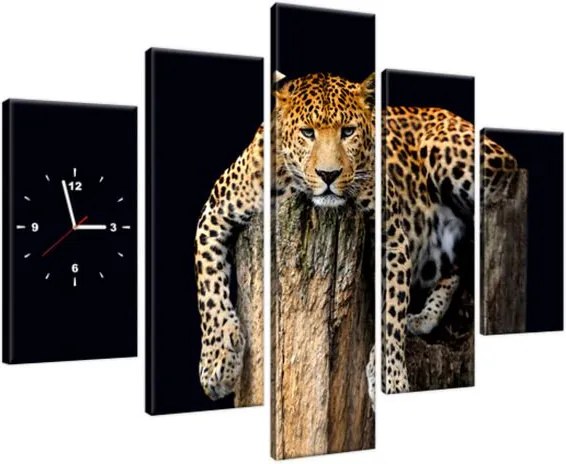 Obraz s hodinami Oddych leoparda 150x105cm ZP2344A_5H