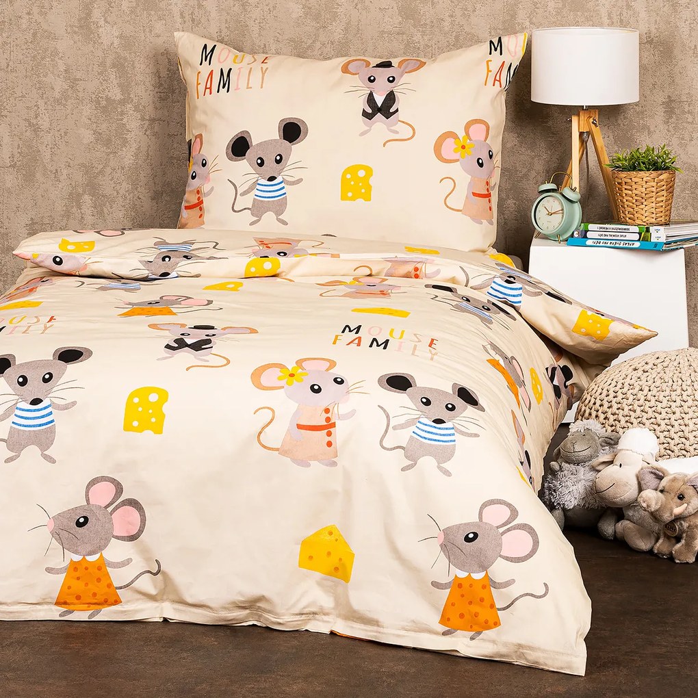 4Home Detské bavlnené obliečky Little mouse, 140 x 200 cm, 70 x 90 cm