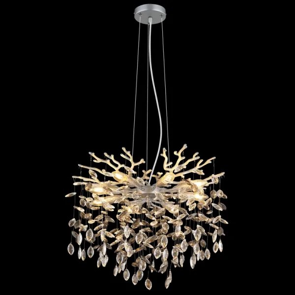 Globo 64138H1S - Luster na lanku QUEENA 8xE14/40W/230V, strieborný