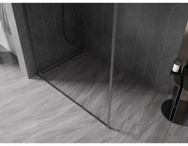Mexen Kioto-XF, sprchová zástena s rámom 130 x 202 cm, 10mm číre sklo, grafitový profil, 800-130-104-95-00-X