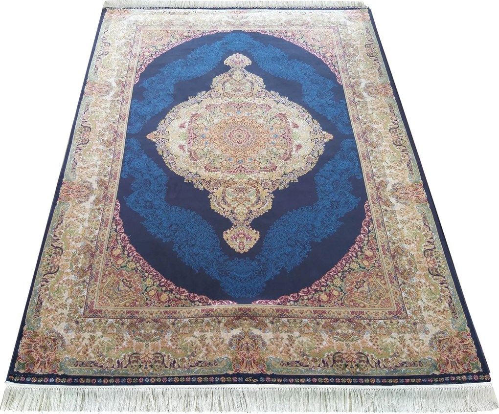 DY Hodvábny exkluzívny koberec Qum Silk 01 - modrá Rozmer: 200x300 cm