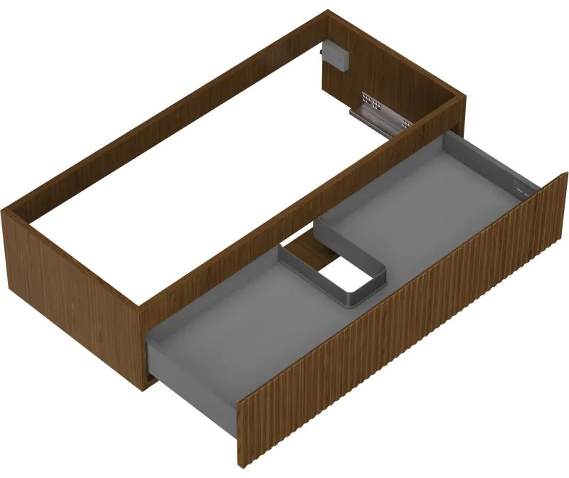 Mexen Rivel, kúpeľňová skrinka 100 cm, 1 zásuvka, drážkovaná, orech, 91A20-10023-1-BF86
