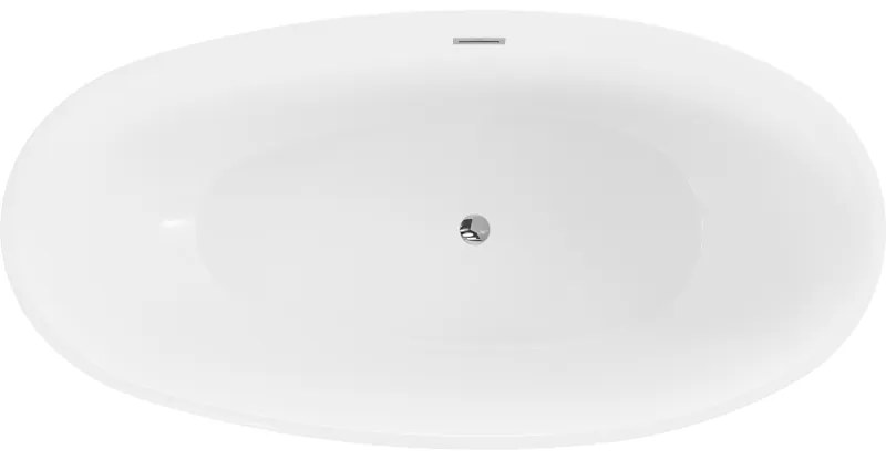Mexen Bilbao, voľne stojaca vaňa 180 x 90 cm, biela-čierna, chrómový prepad, 51311809075-01
