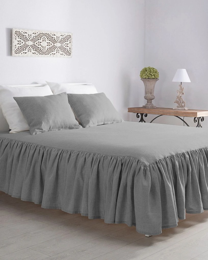 Prehoz Linen Frilly 160 x 210 cm svetlo šedý