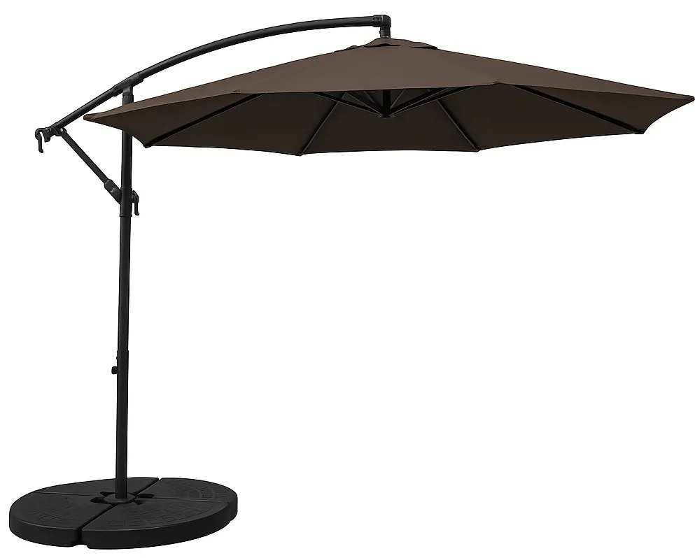 Záhradný slnečník Houseland Mavex s LED osvetlením 300 cm tmavohnedý