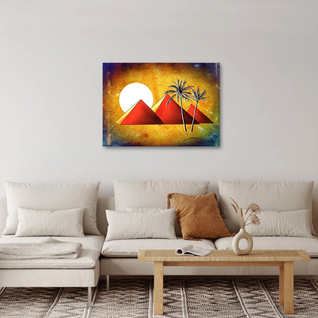 Obraz maľovaných egyptských pyramíd (70x50 cm)
