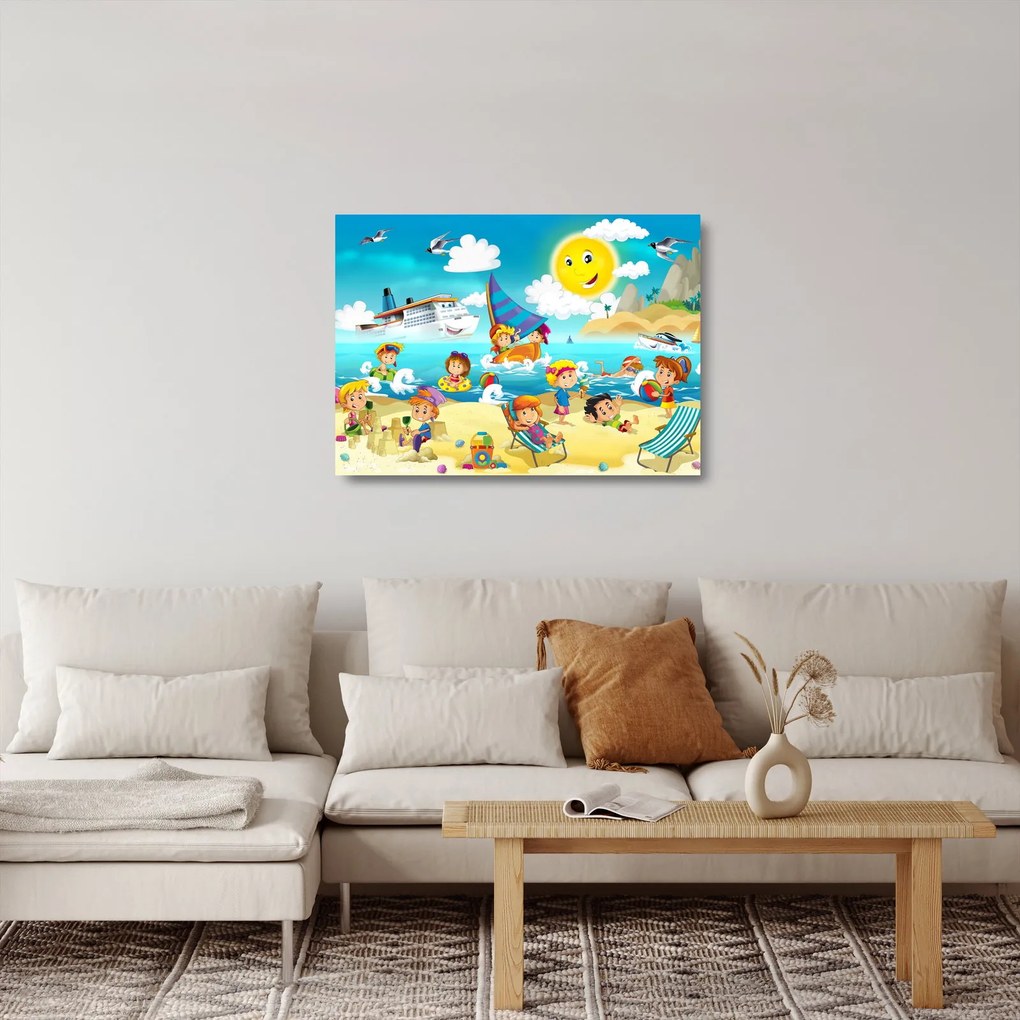 Sklenený obraz - Deň na pláži (70x50 cm)
