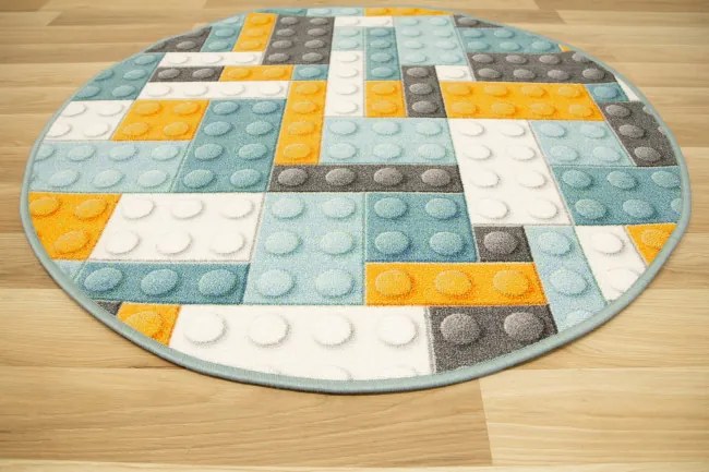 Detský koberec kocky lego orange kruh