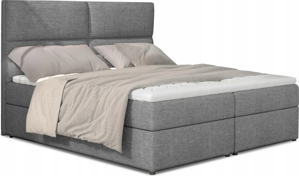Manželská posteľ Boxspring 145 cm Alyce (sivá) (s matracmi)