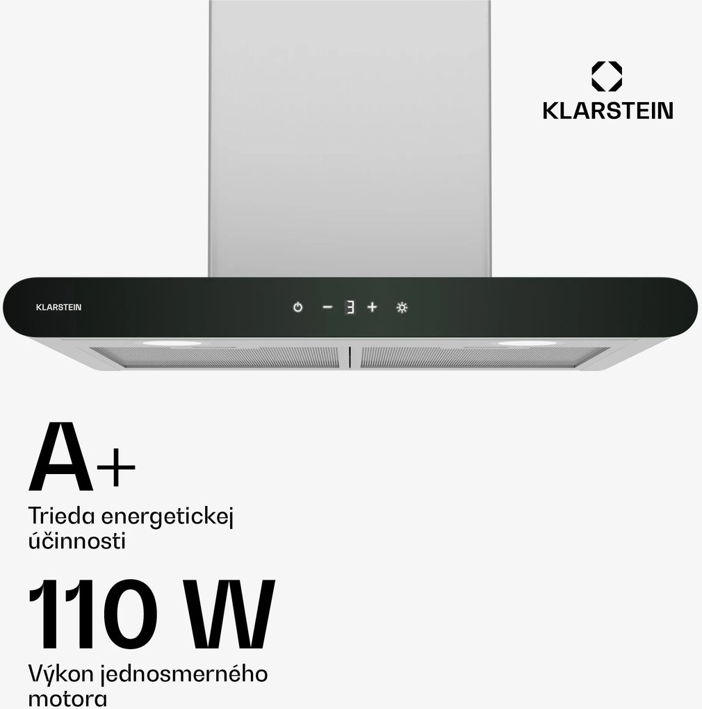 Klarstein CurveVent digestor, 700 m³/h, Dotykový, LED, 110 W, EEK A+