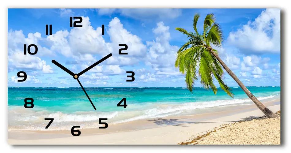Vodorovné Sklenené hodiny na stenu Tropická pláž pl_zsp_60x30_f_178941765