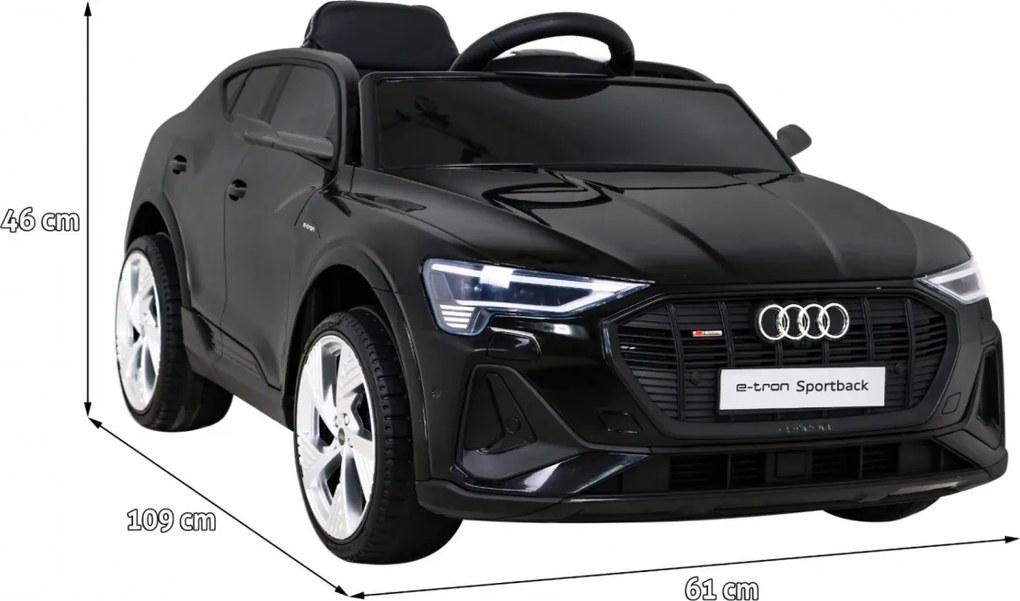 Ramiz Audi E-Tron Sportback pre deti Čierna + Pilot + pohon 4x4 + pomalý štart + rádio MP3 + LED