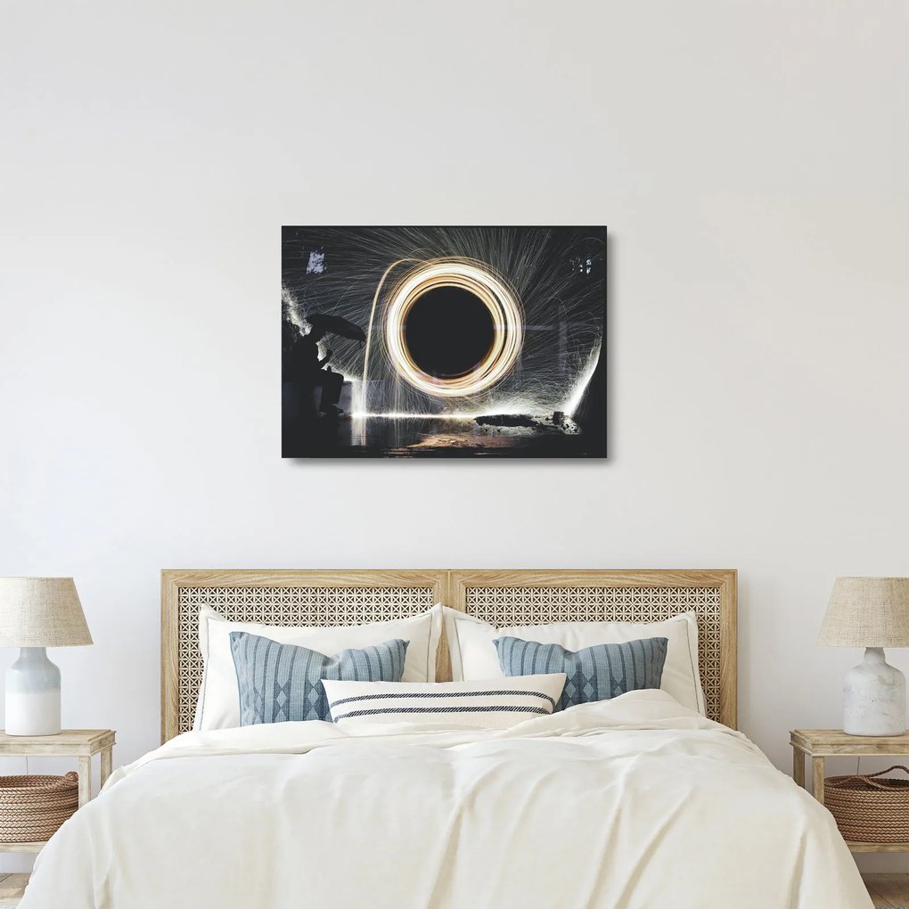 Sklenený obraz - Svetelná šou v daždi (70x50 cm)