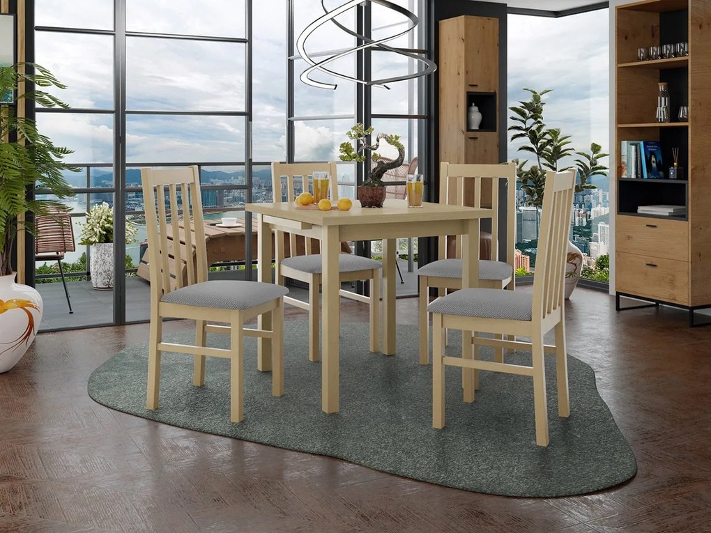 Rozkladací stôl so 4 stoličkami AL14, Morenie: Orech - L, Poťahové látky: 25x - Paros 2