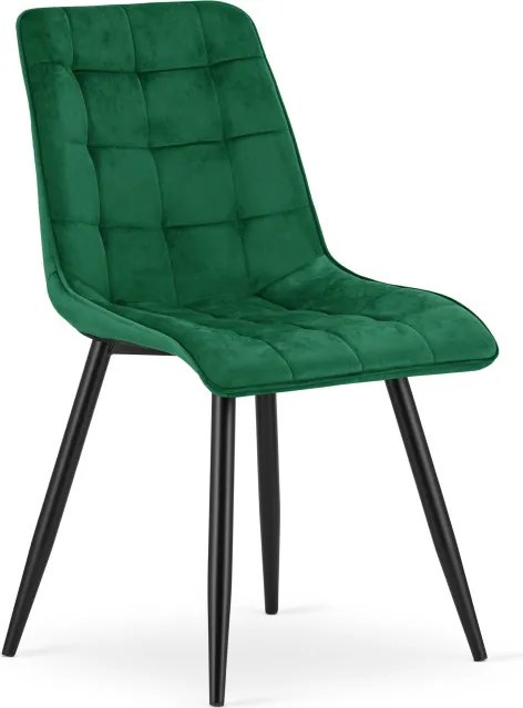 Set troch jedálenských stoličiek SPLIT zamatové zelené / čierne nohy (3 ks)
