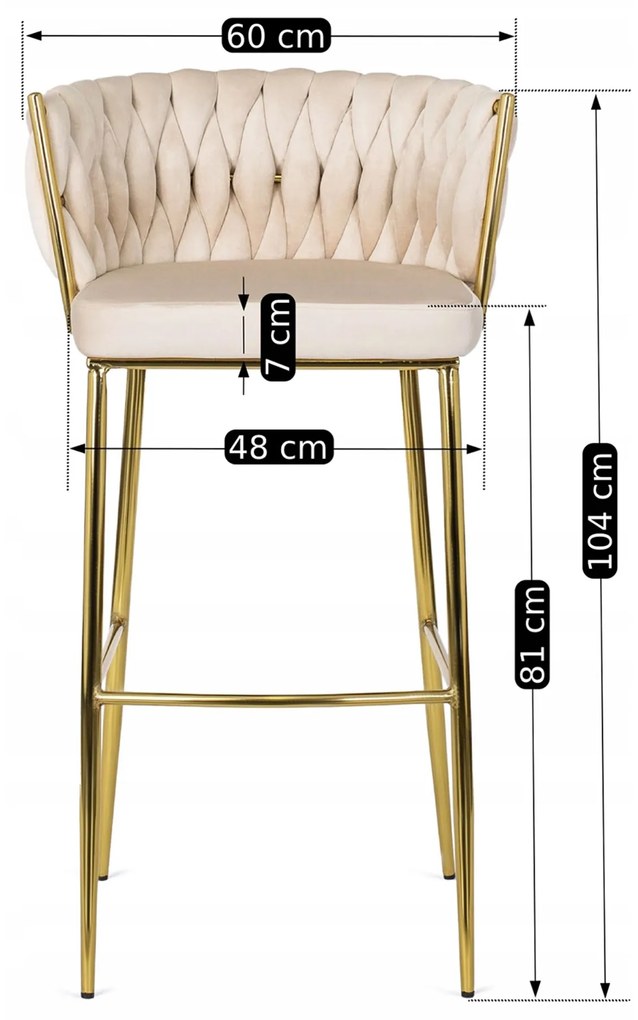 PROXIMA.store - Luxusná barová stolička FLORES FARBA: krémová, FARBA NÔH: zlatá