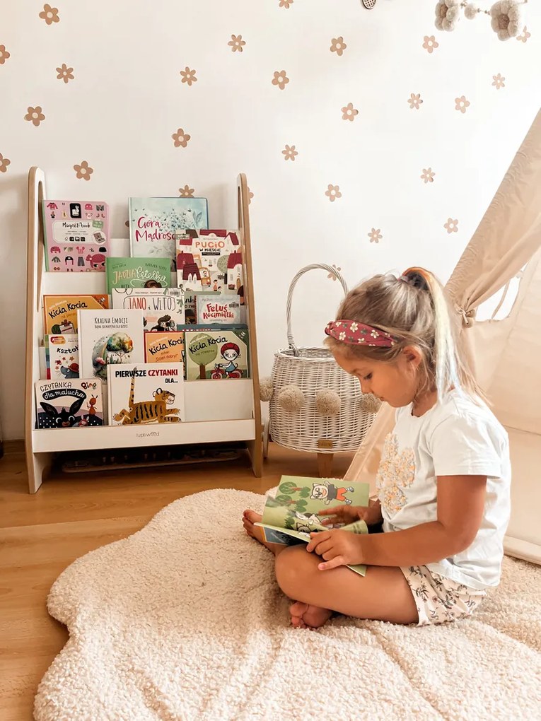 Otevřená montessori knihovna pro děti od 1 roku (bílá), 63 x 90 cm