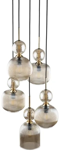 Luster na lanku SOPHIA 5xE14/10W/230V čierna/dýmová béžová