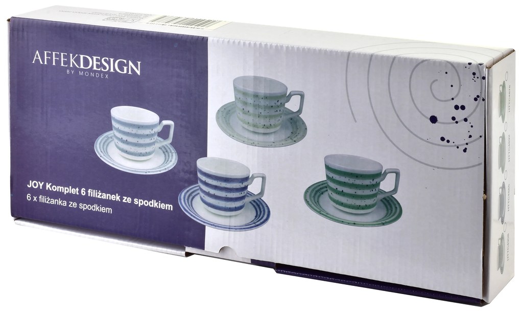 Porcelánová šálka s podšálkou Joy Green 210 ml sada 6ks