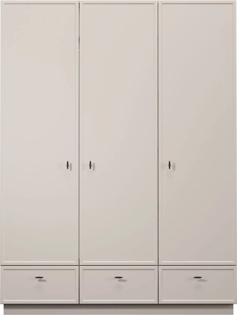 Šatníková skriňa Lorini 150 cm - kašmírová / čierne úchytky T