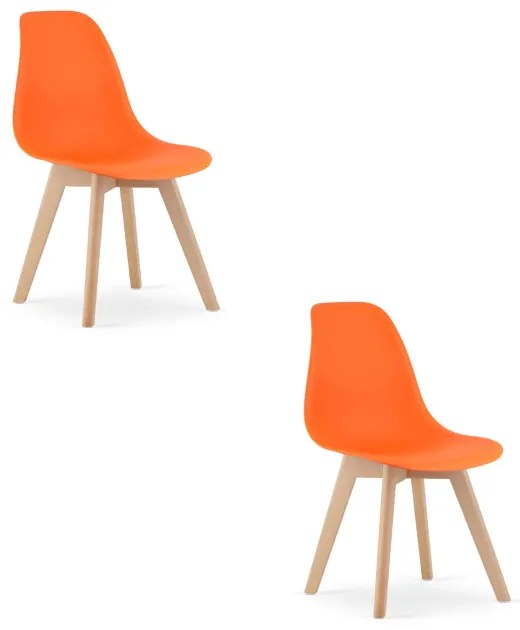 Set dvoch jedálenských stoličiek KITO oranžové / naturálne nohy (2 ks)