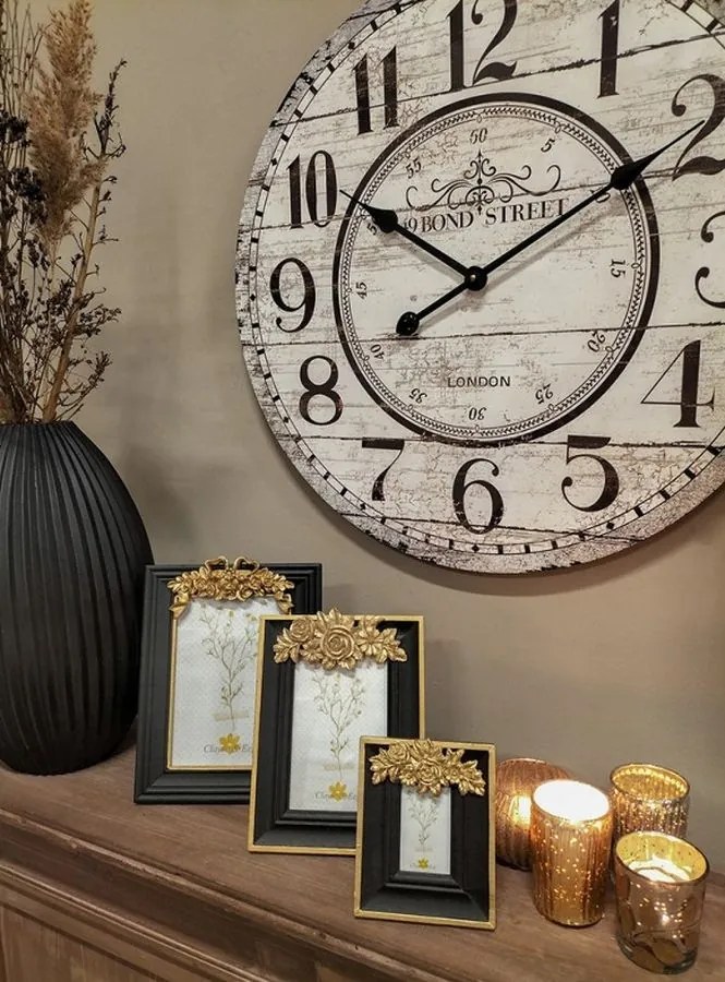 Čierny fotorámik so zdobením - 11*1*14 cm / 5*7 cm