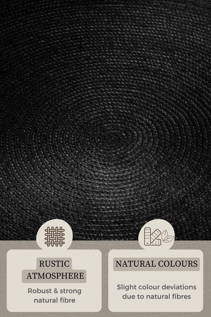 Hanse Home, Kusový koberec Jute Braided 106322 Black kruh, 100x100 (priemer) kruh, čierna, chodba / predsieň