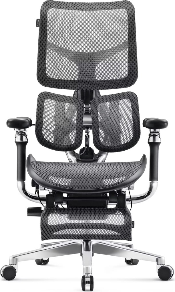 Ergonomická kancelárska stolička s podnožkou Premium Normal Size, čierna: Diablo V-Kinetic