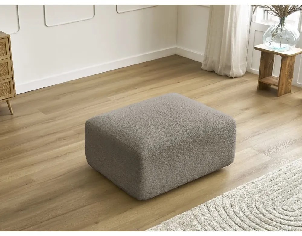 Sivohnedá podnožka z textílie bouclé Tina – Bobochic Paris