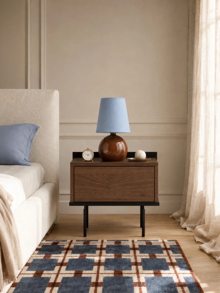 Nočný stolík so zásuvkou Zenar 50 cm - orech elegant / čierny