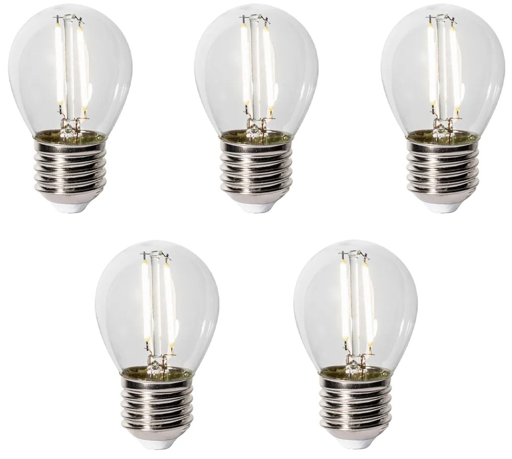 Sada 5 LED žiaroviek E27 P45 so senzorom súmraku 3W 250 lm 3000K