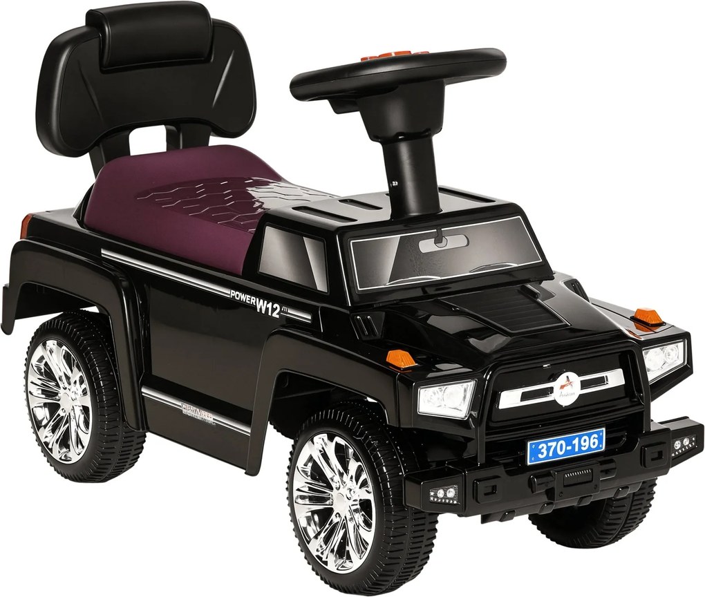 HOMCOM Off-Road Hračkárske Auto pre Deti, Detské Auto s Svetlami a Hudbou, Vek 18-36 Mesiacov, 68x30.5x41.5cm, Čierne | Aosom