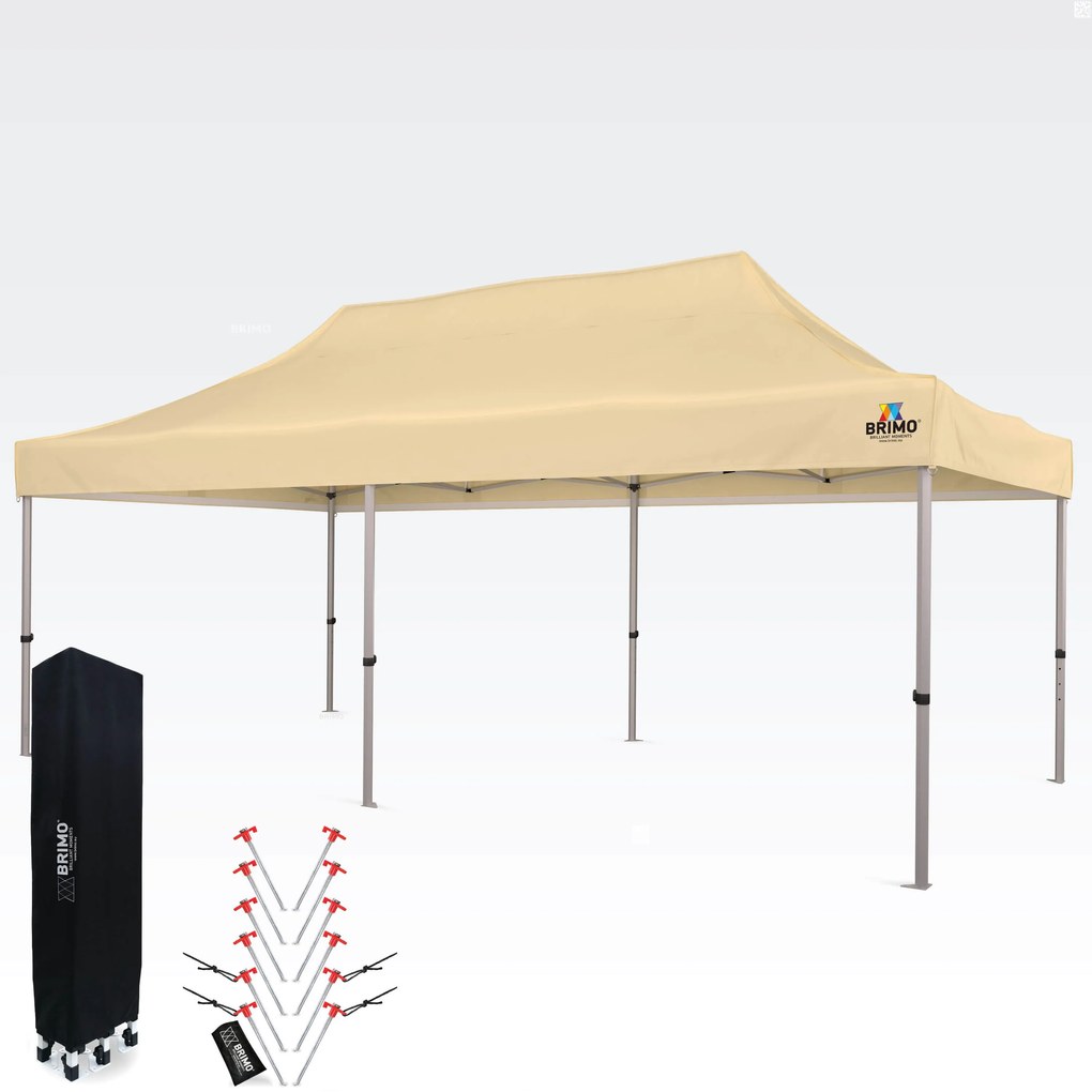 BRIMO Nožnicový Stan 3x6 m ALU bez Stien - Hliníkový Rám, Vodotesný - bez stien - Béžová 39