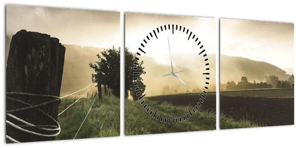 Obraz lúky (s hodinami) (90x30 cm)
