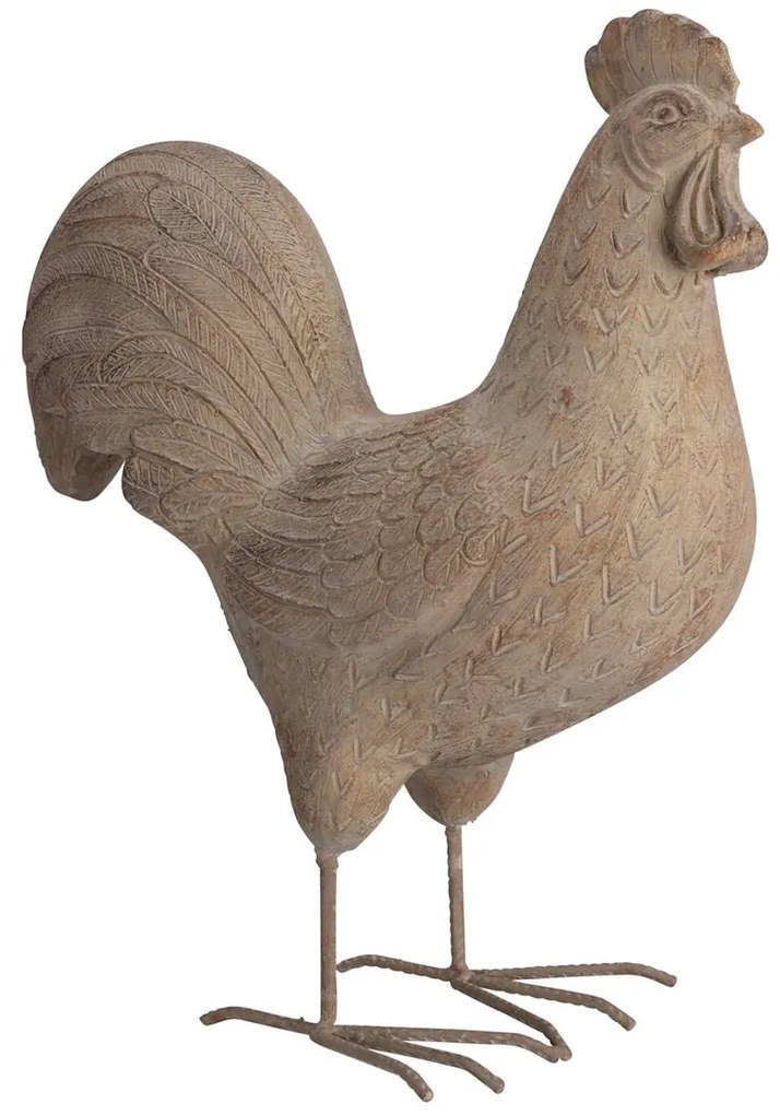 Záhradná figúrka z horčíkovej živice Chicken 2, 40 cm, béžová
