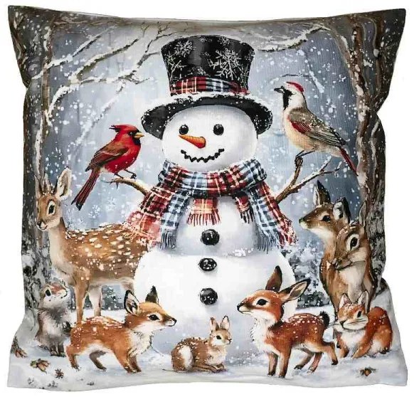 Vankúšová obliečka Snehuliak v zimnom lese 40x40 cm