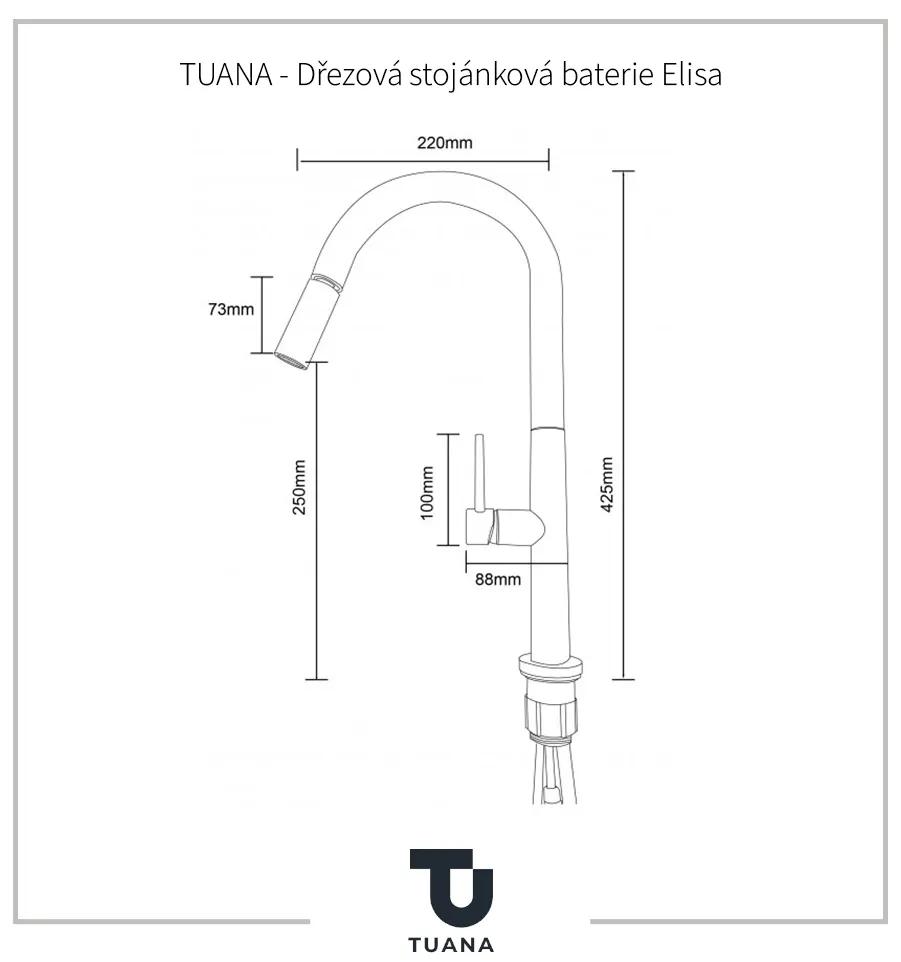 Tuana Elisa, drezová stojanková batéria, čierna matná, CER-TU-428179
