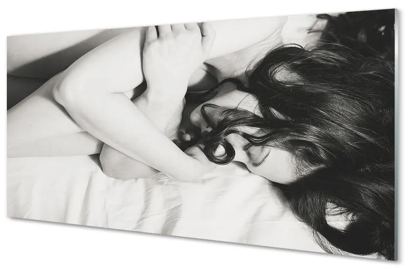 Obraz na skle spiace ženu 100x50 cm